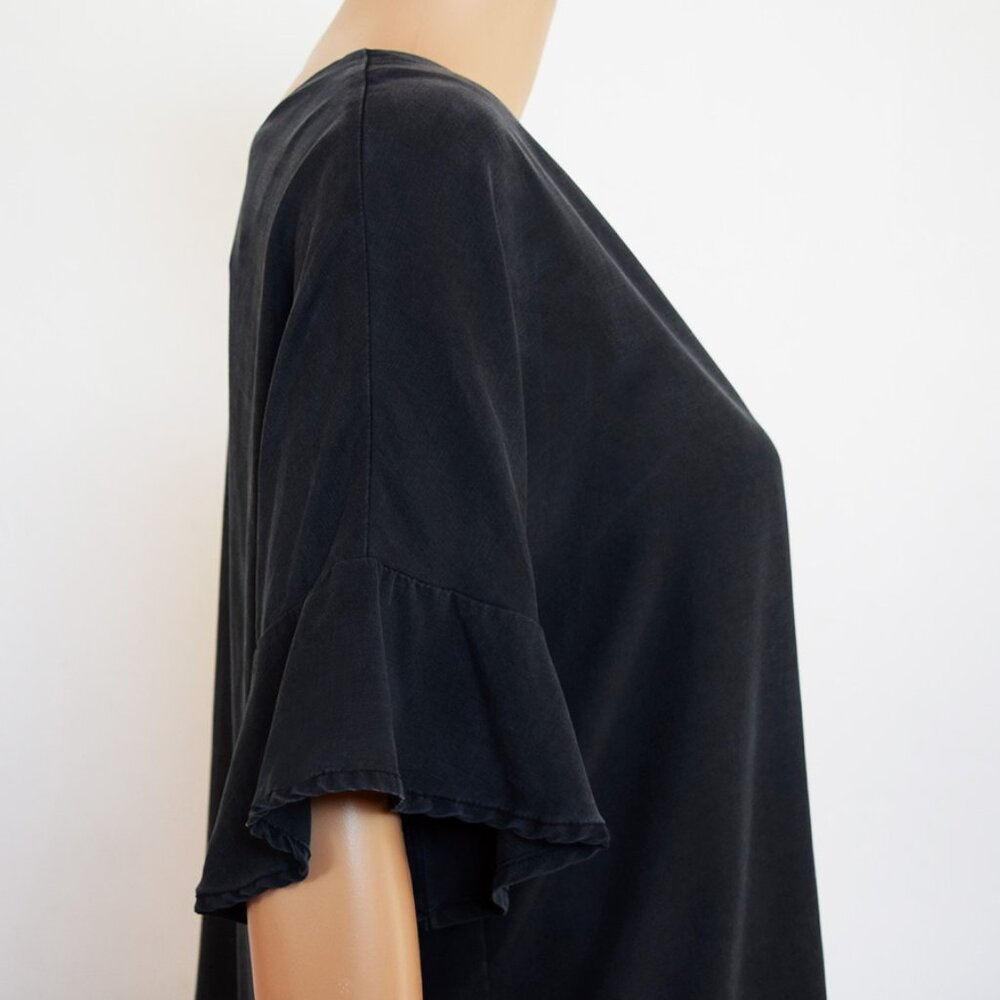 VETTA Romantic Capsule Flounce Sleeve Button-Up 100% Tencel Blouse - Picture 10 of 14